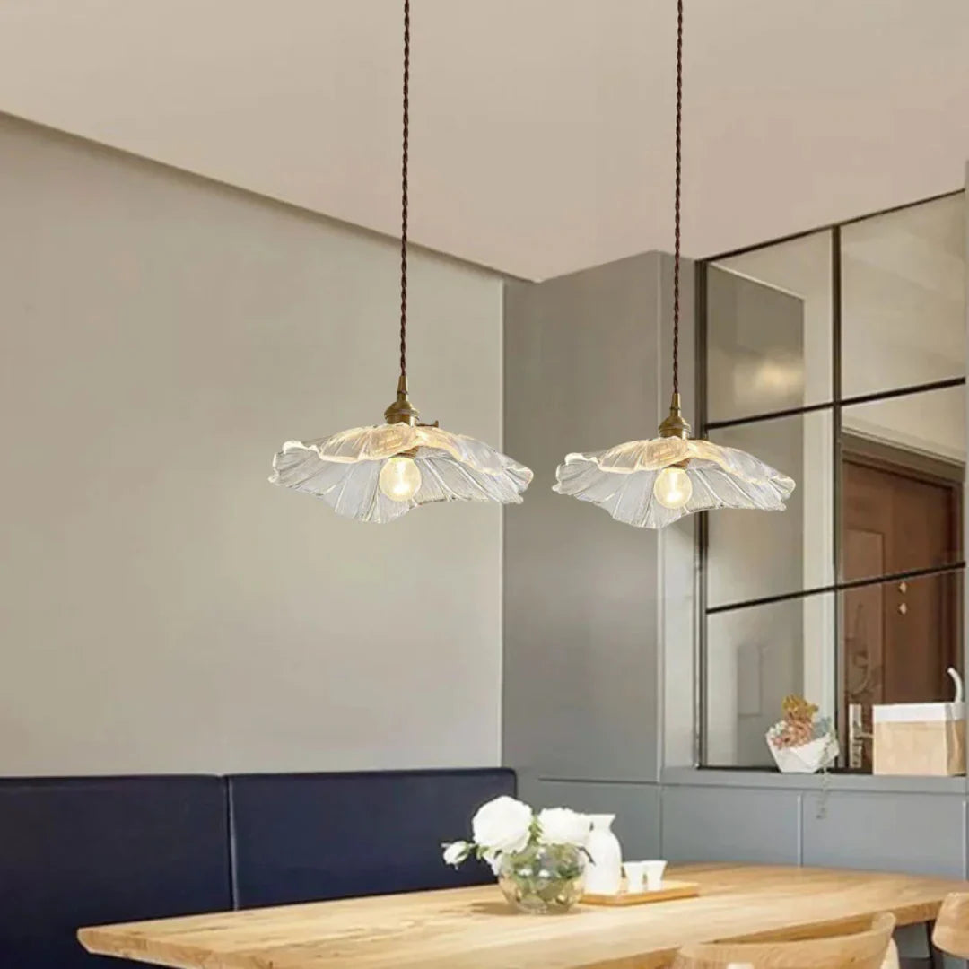 Myloq Retro Lotus Glass Pendant Lamp