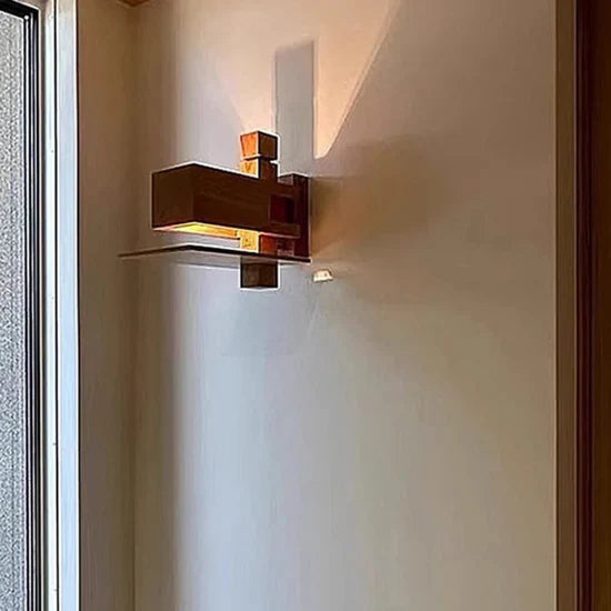 Oria Wall Lamp in Brick Red Wood