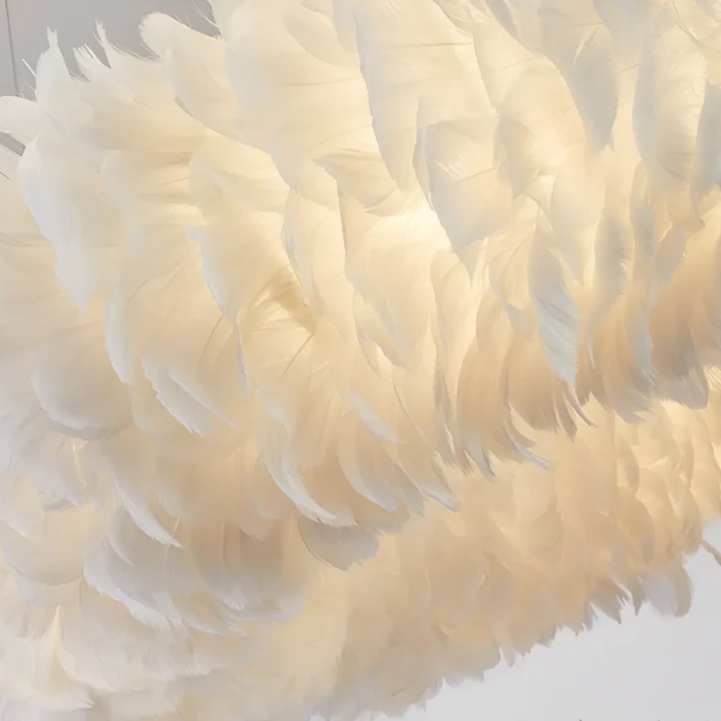 Velastrae Luxury White Hanging Lamp in Circle Shape with Feathers