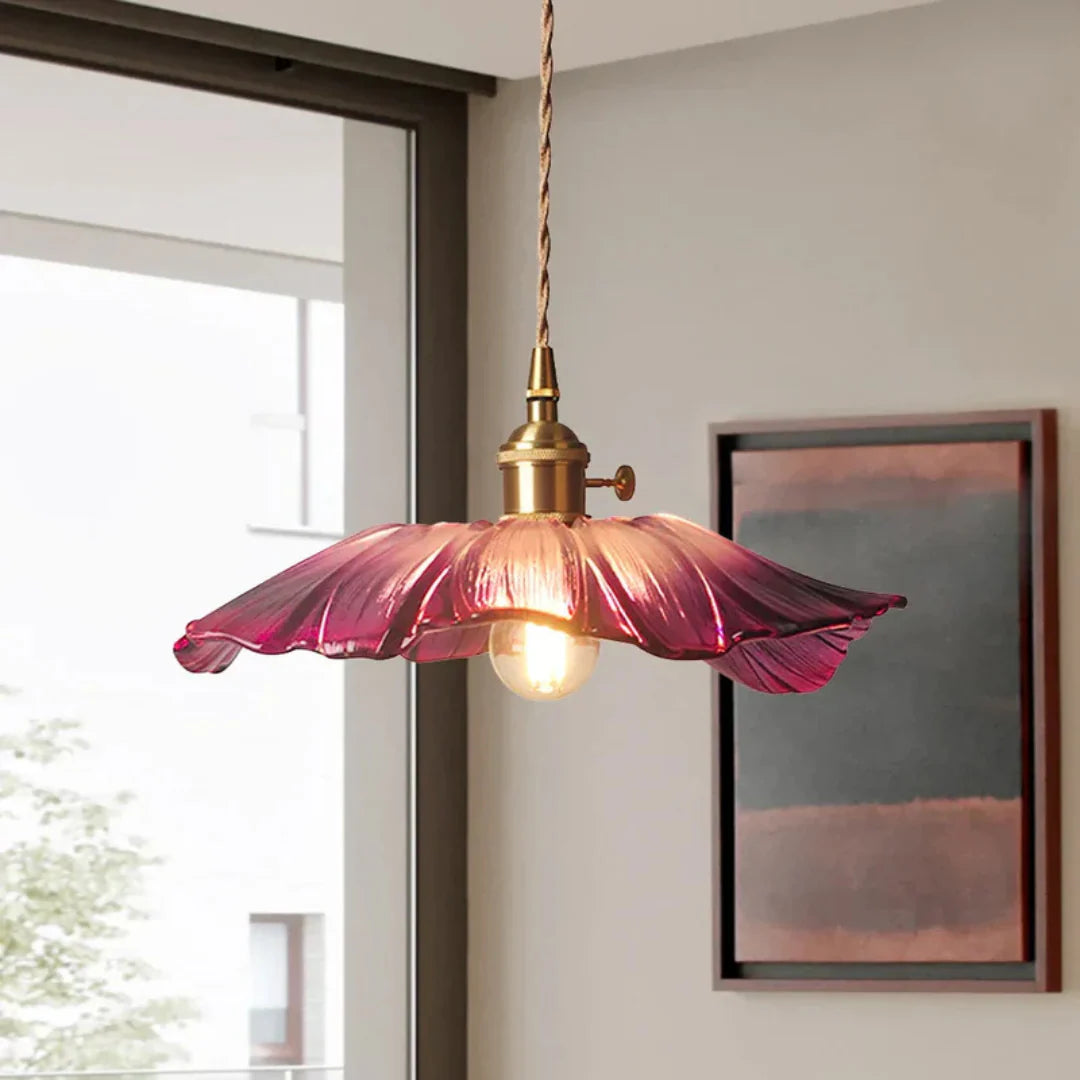 Myloq Retro Lotus Glass Pendant Lamp