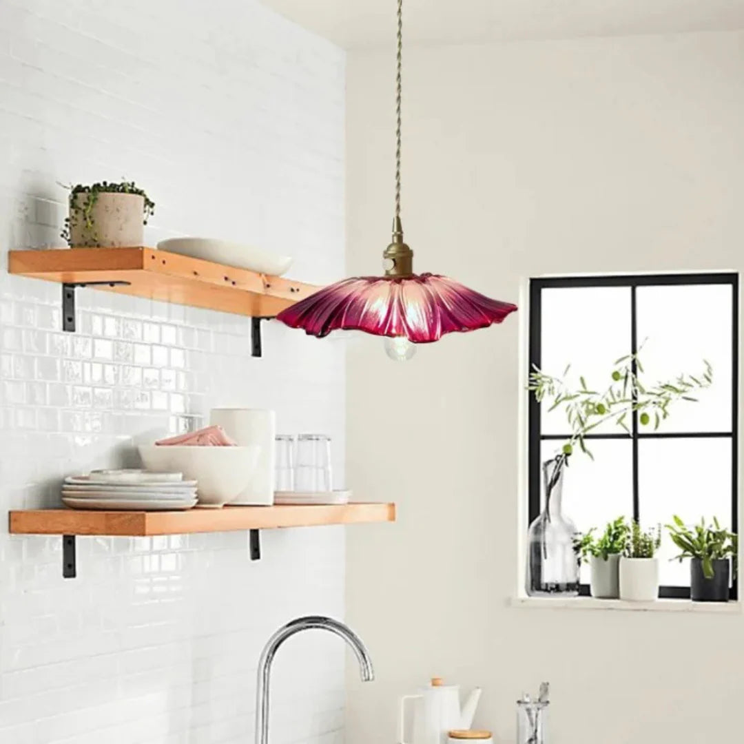 Myloq Retro Lotus Glass Pendant Lamp
