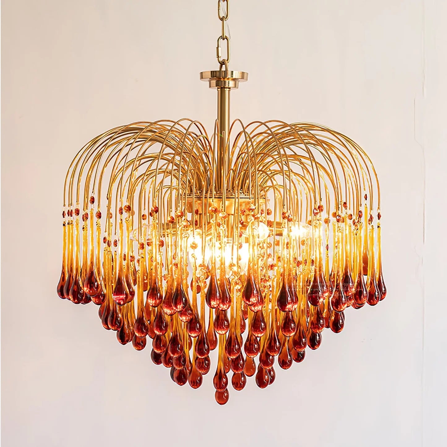 Phoena Crystal Glass Brass Chandelier