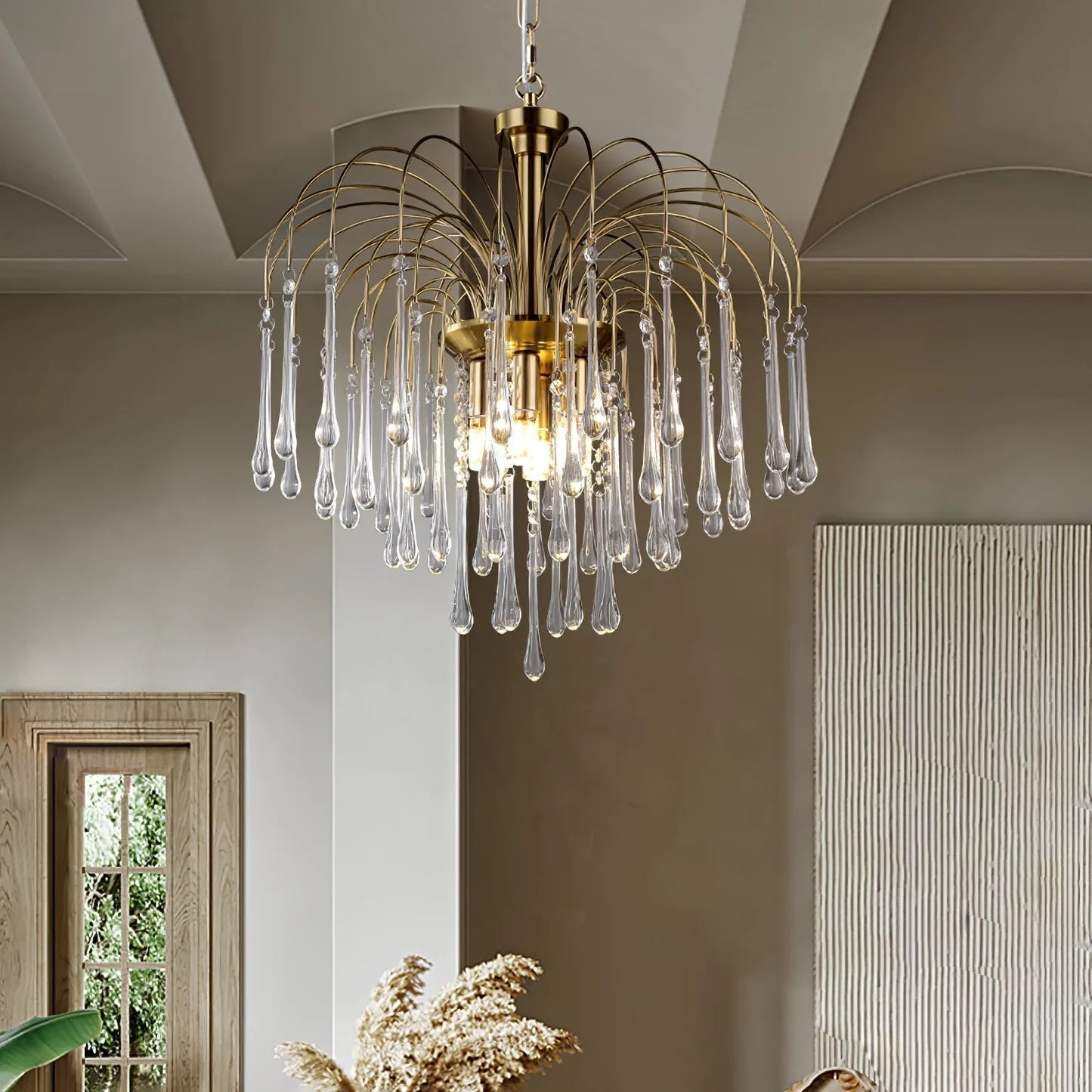 Phoena Crystal Glass Brass Chandelier