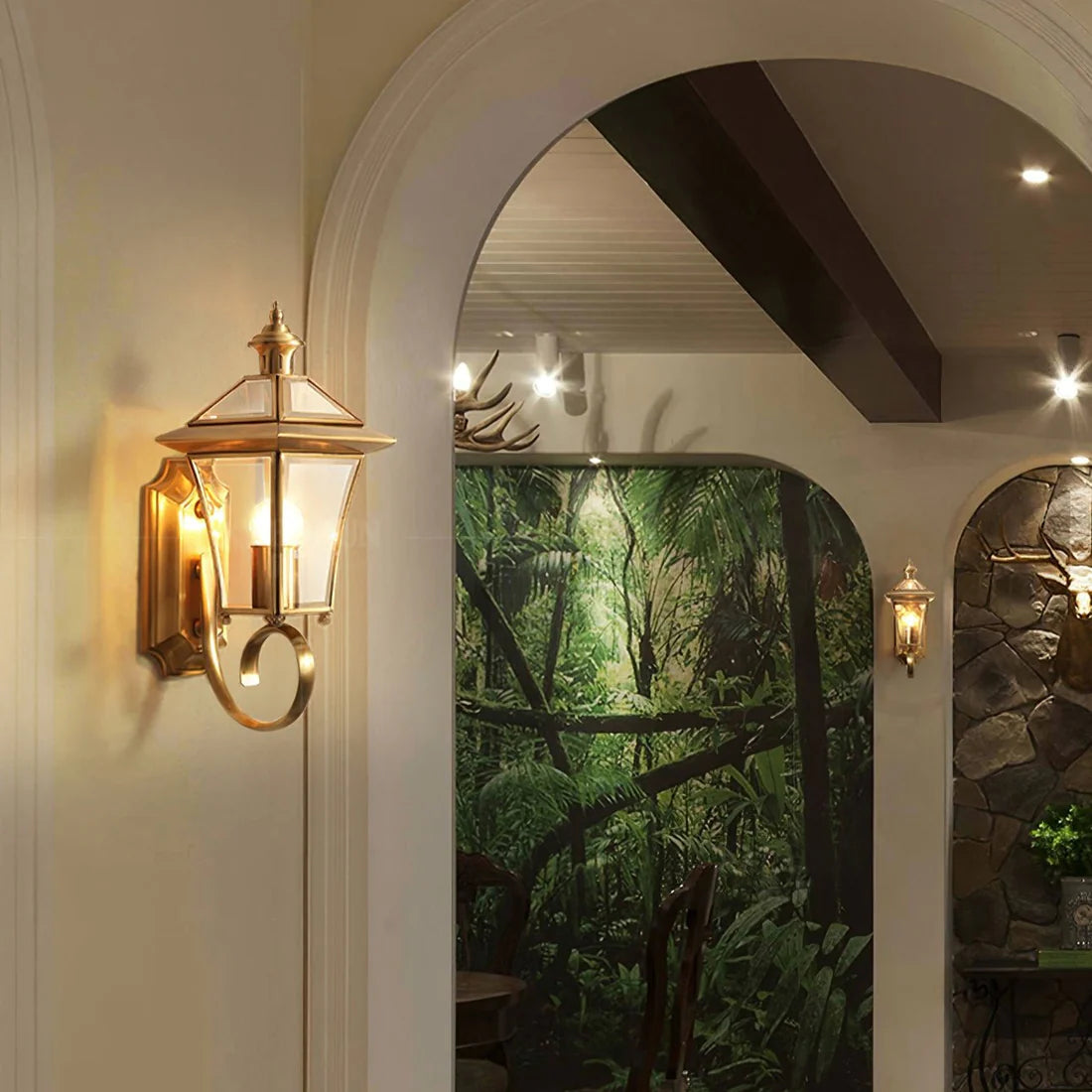 Olivara Retro Brass Outdoor Wall Lamp