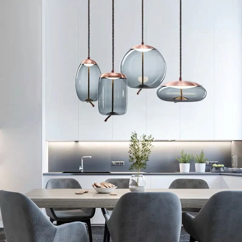 Isolara Rose Gold Pendant Lamp with Rope Accent
