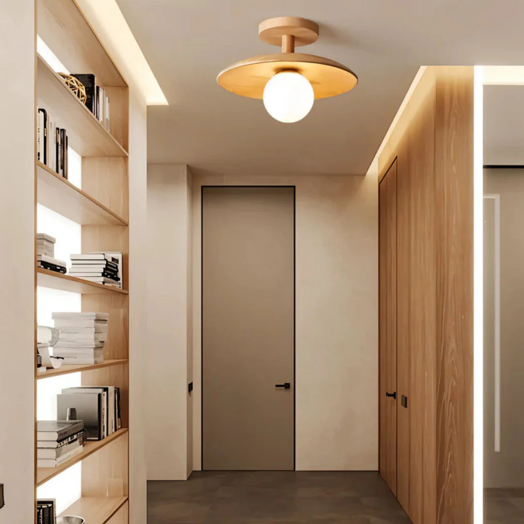Orb Wooden Ceiling Lamp with LED Lighting