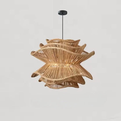 Ignara Creative Layered Rattan Pendant Lamp in Scandinavian Designer Style