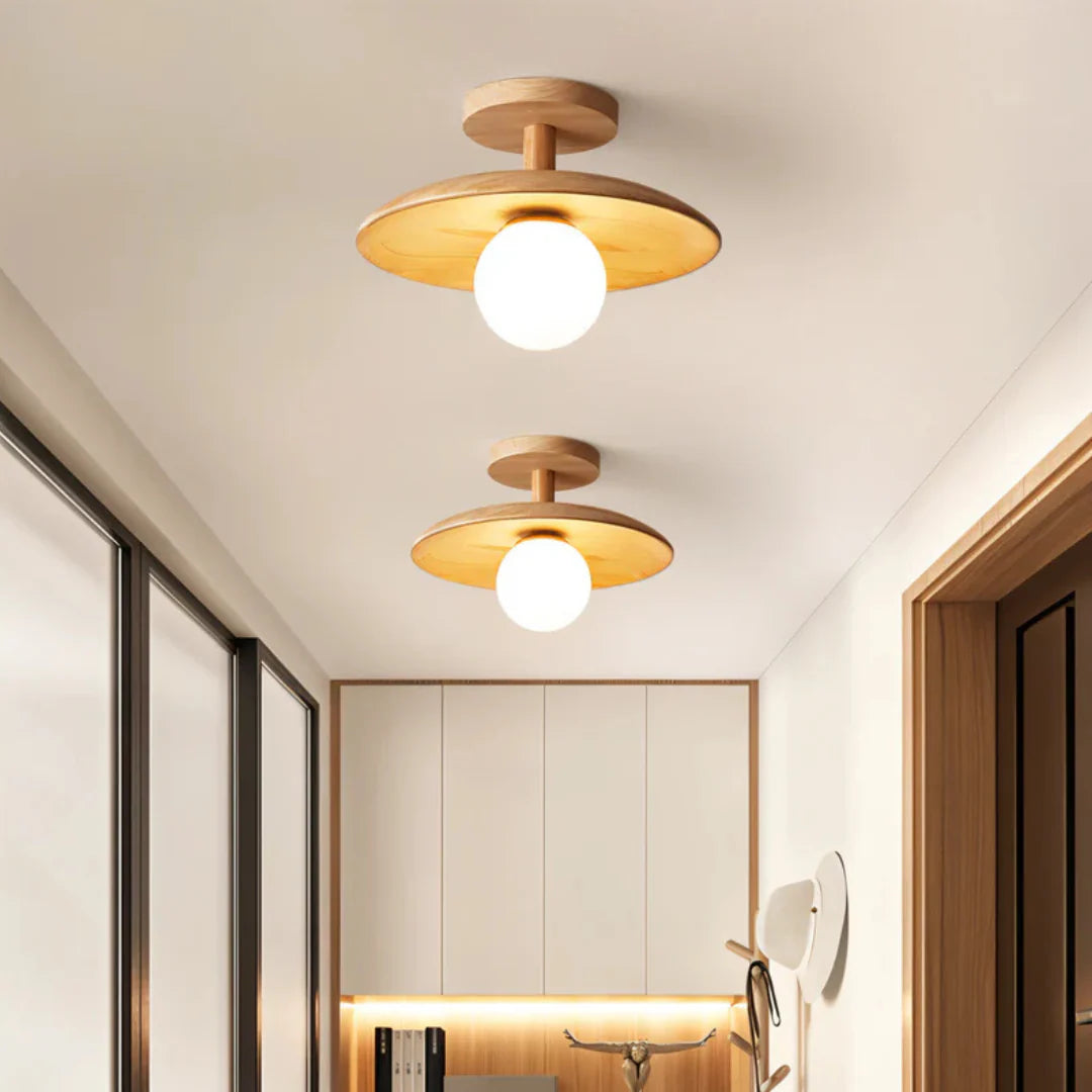 Orb Wooden Ceiling Lamp with LED Lighting