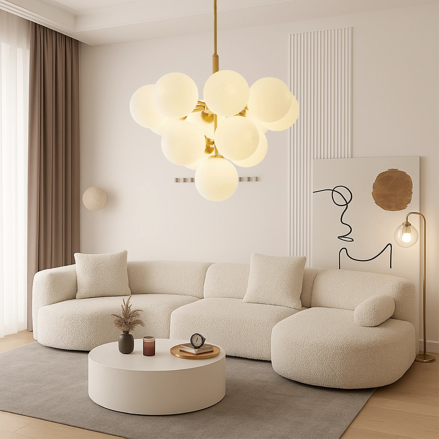 Auralith Scandinavian Chandelier with Glass Balls