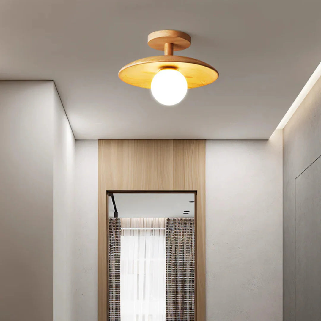 Orb Wooden Ceiling Lamp with LED Lighting