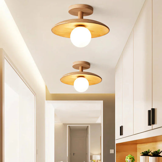 Orb Wooden Ceiling Lamp with LED Lighting