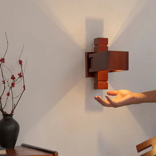 Oria Wall Lamp in Brick Red Wood