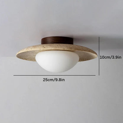 Lyonea Minimalist Travertine LED Ceiling Lamp