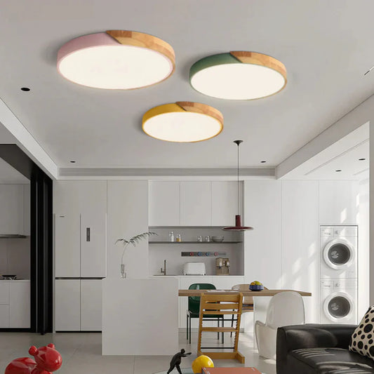 Delos Scandinavian Wooden LED Ceiling Lamp