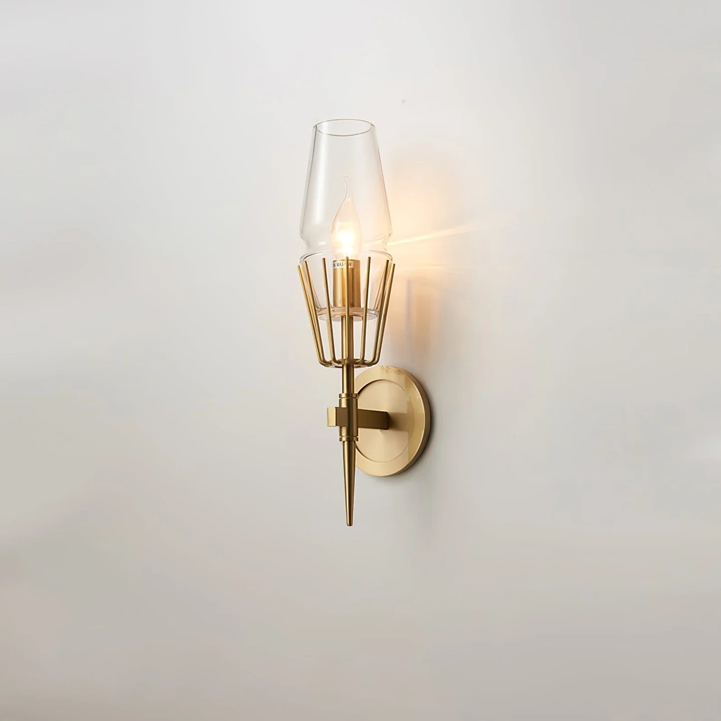 Orelia Vintage LED Wall Lamp in Castle Style of Copper and Glass