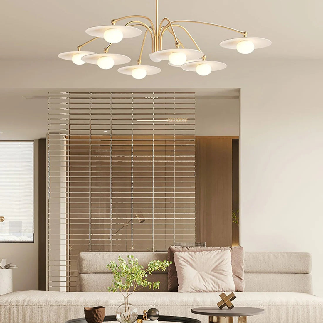 Delphi Art Deco Glass and Iron Chandelier