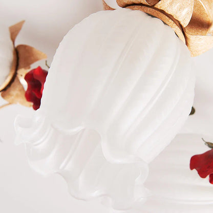 Maia Romantic Ceiling Lamp with Red Rose