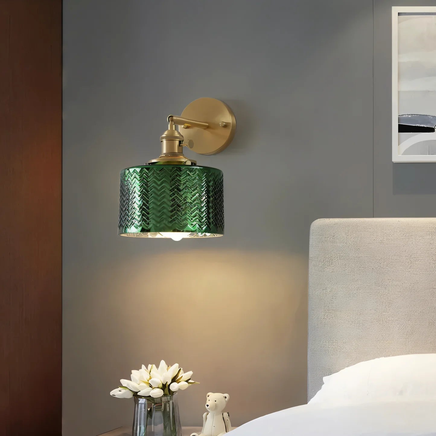 Olyviae Adjustable LED Wall Lamp with Ribbed Glass