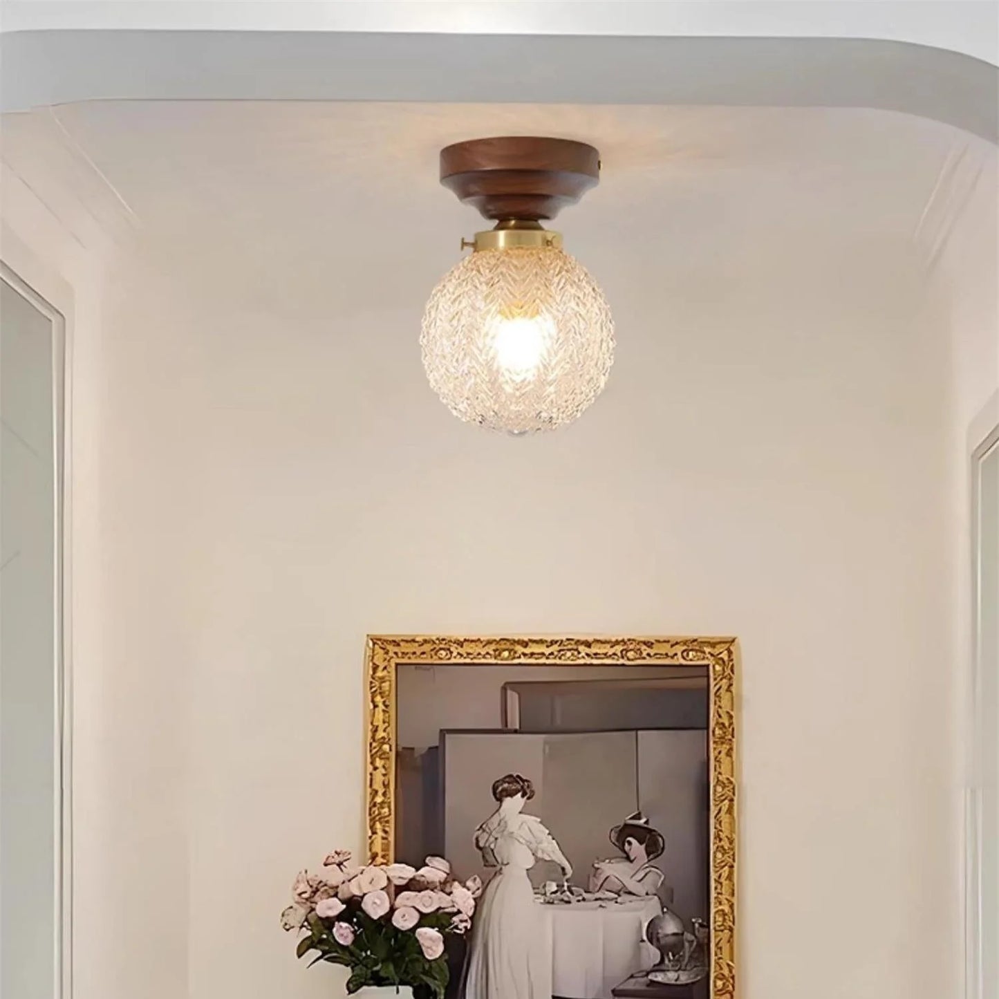 Evona Retro Crystal Glass Ceiling Lamp
