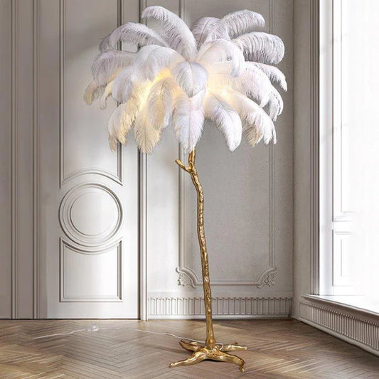 Nocturna Luxury Standing Floor Lamp with Feathers