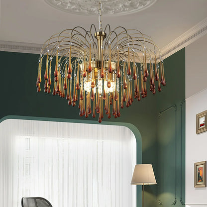 Phoena Crystal Glass Brass Chandelier