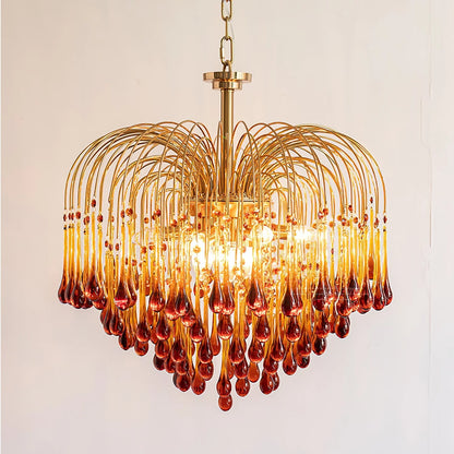 Phoena Crystal Glass Brass Chandelier