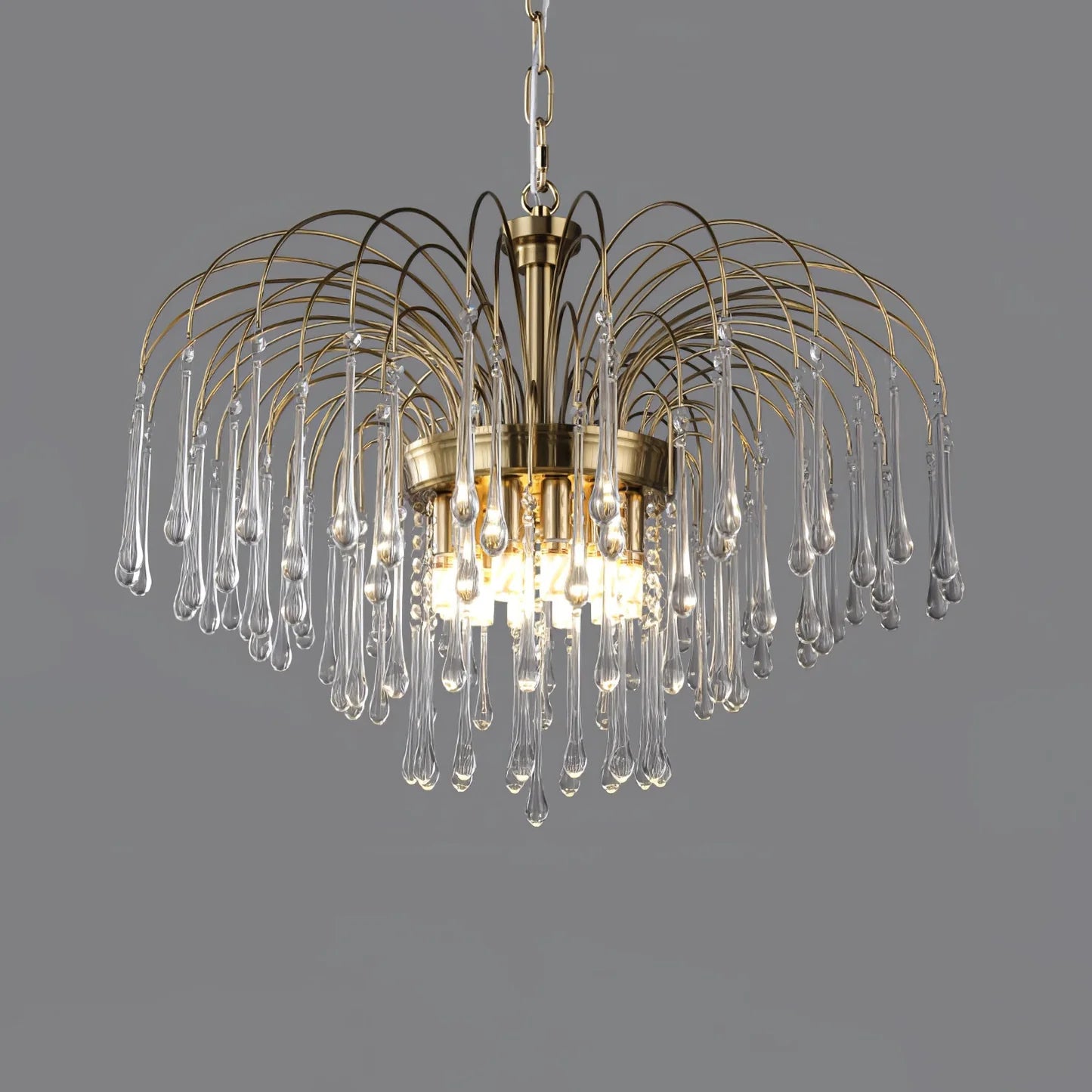 Phoena Crystal Glass Brass Chandelier