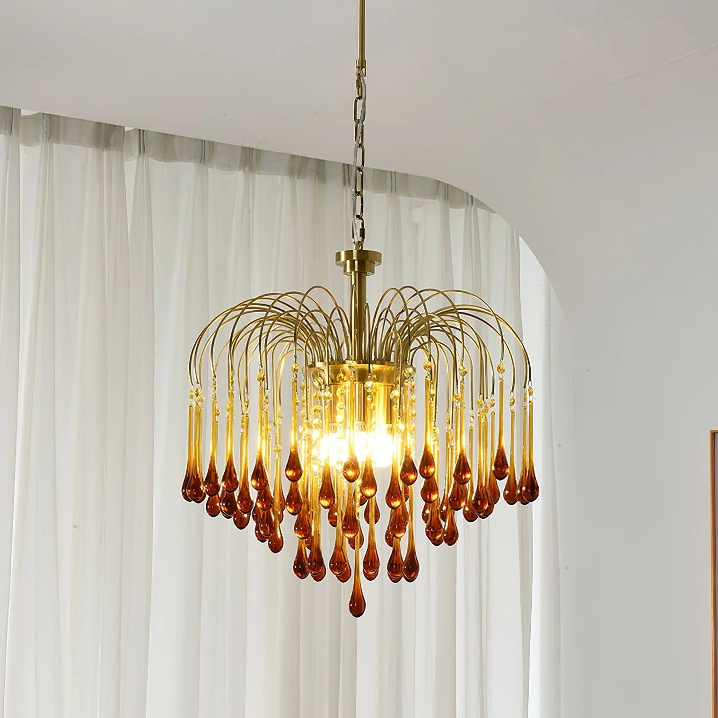 Phoena Crystal Glass Brass Chandelier