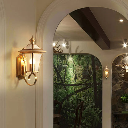 Olivara Retro Brass Outdoor Wall Lamp
