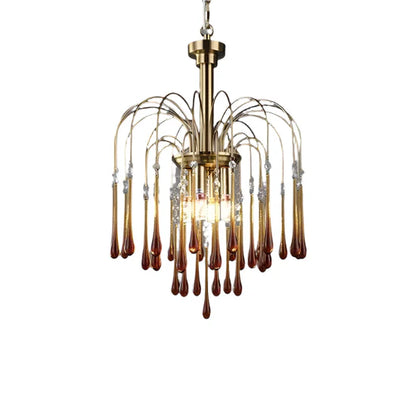 Phoena Crystal Glass Brass Chandelier
