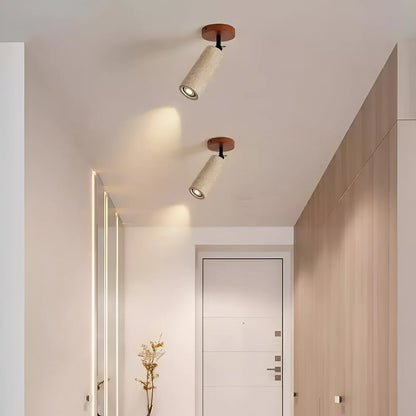 Serapha Adjustable Travertine Wood LED Wall Lamp and Ceiling Lamp