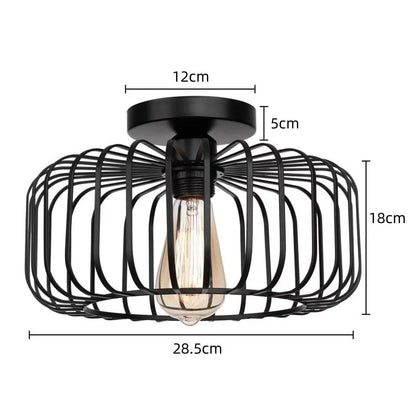Nerassa Modern Industrial Birdcage Ceiling Lamp Black