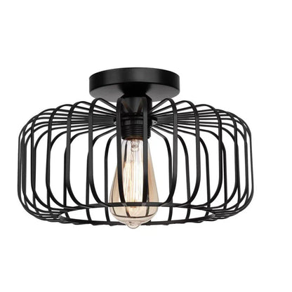 Nerassa Modern Industrial Birdcage Ceiling Lamp Black