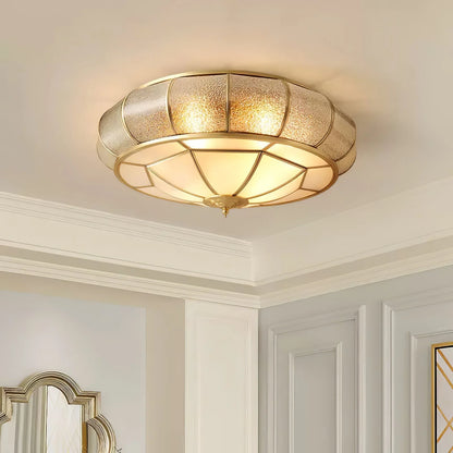 Delmira Round Ceiling Lamp in Structured Glass