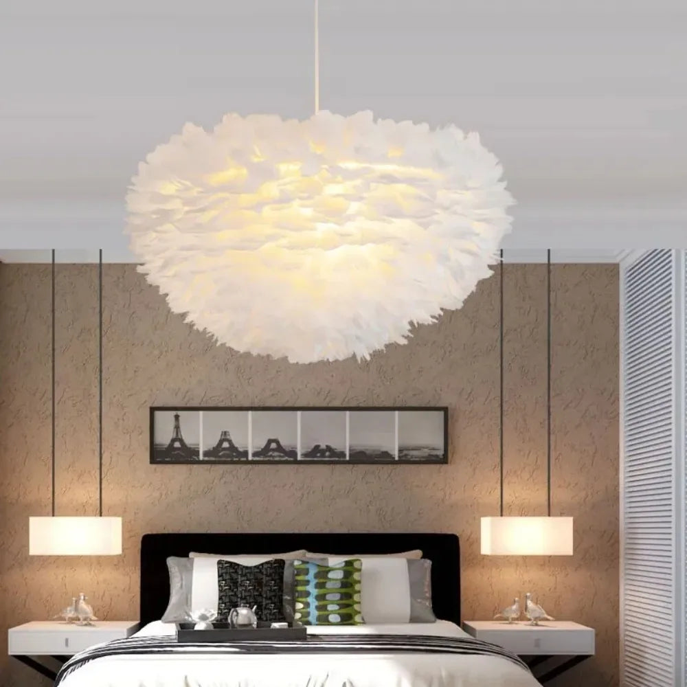 Virethia Scandinavian Feather Pendant Lamp with Modern LED