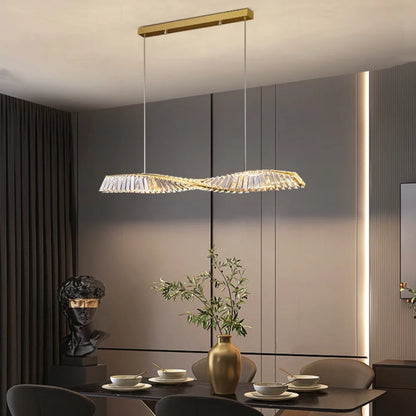 Astrion Modern Crystal LED Dining Table Pendant Light with Spiral Design
