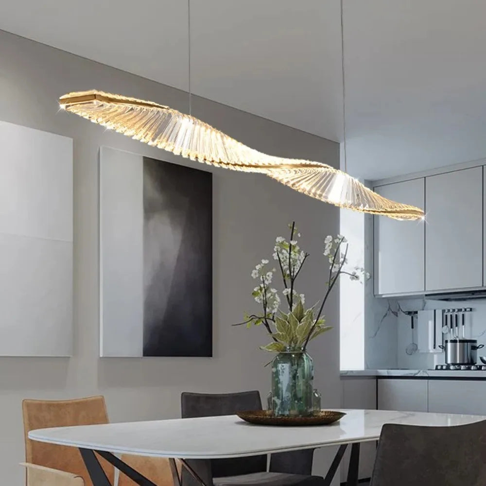 Astrion Modern Crystal LED Dining Table Pendant Light with Spiral Design