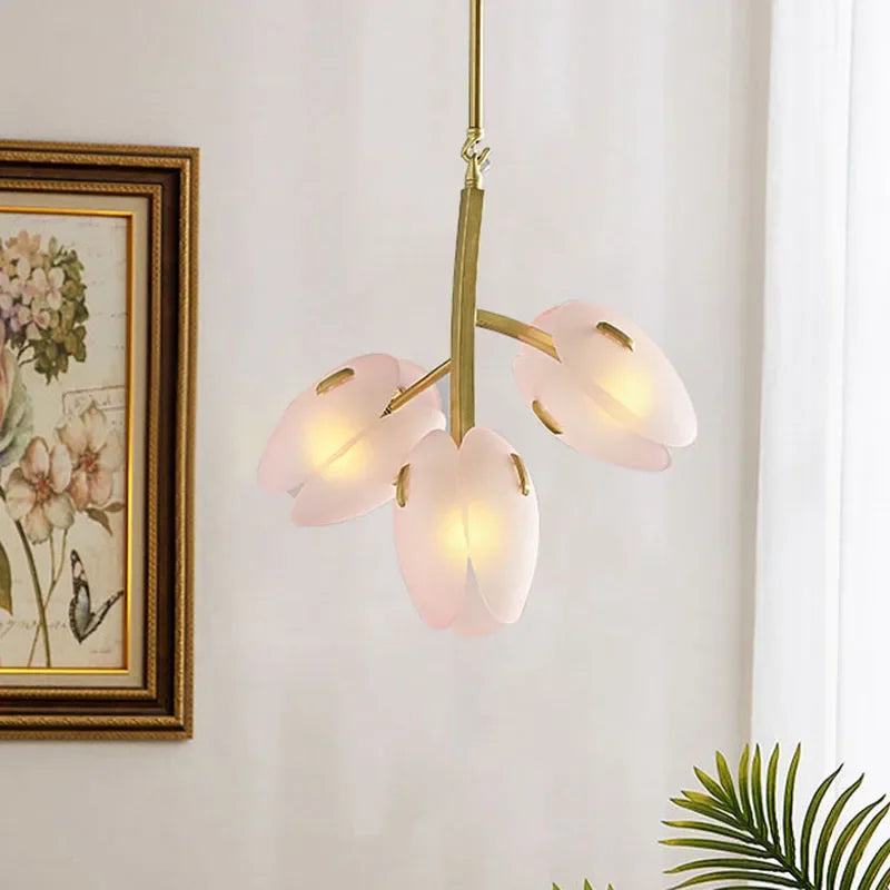 Calypso Scandinavian Pink Tulip Glass Ceiling Lamp
