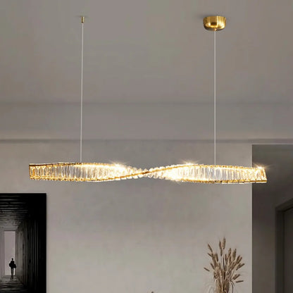 Astrion Modern Crystal LED Dining Table Pendant Light with Spiral Design