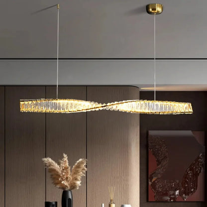 Astrion Modern Crystal LED Dining Table Pendant Light with Spiral Design