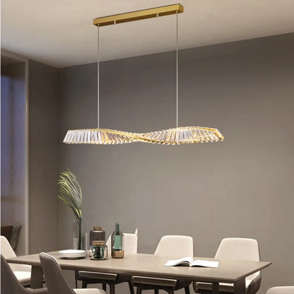 Astrion Modern Crystal LED Dining Table Pendant Light with Spiral Design