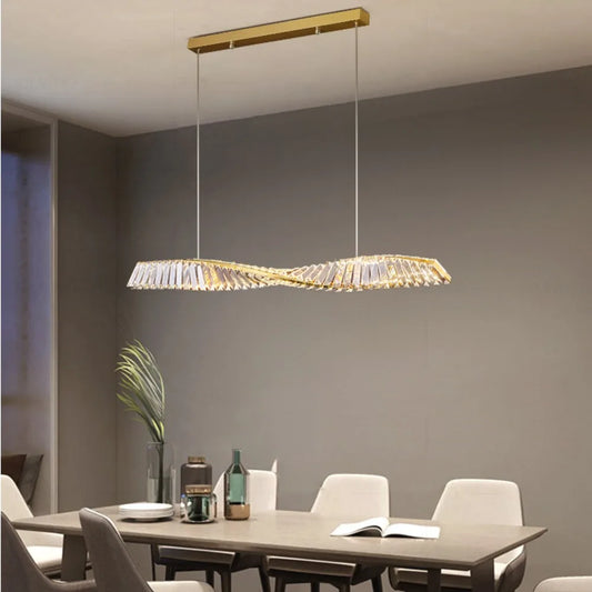 Astrion Modern Crystal LED Dining Table Pendant Light with Spiral Design