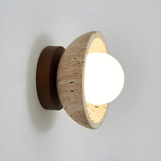 Orielle Boho Travertine Natural Stone LED Wall Lamp