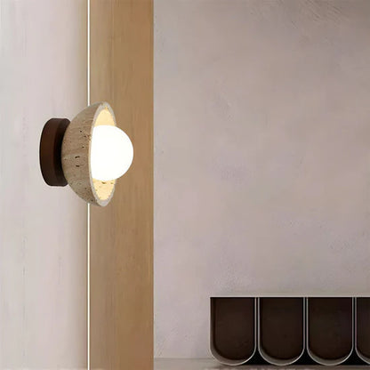 Orielle Boho Travertine Natural Stone LED Wall Lamp