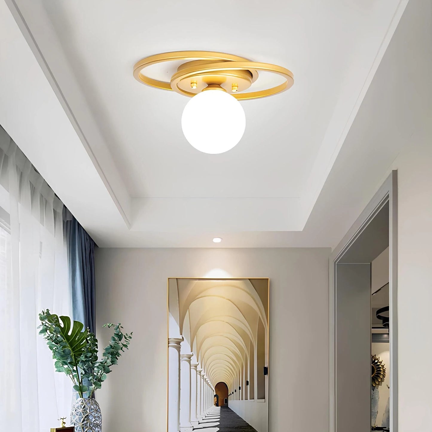 Alura Gold LED Ceiling Lamp with Timeless Spherical Design