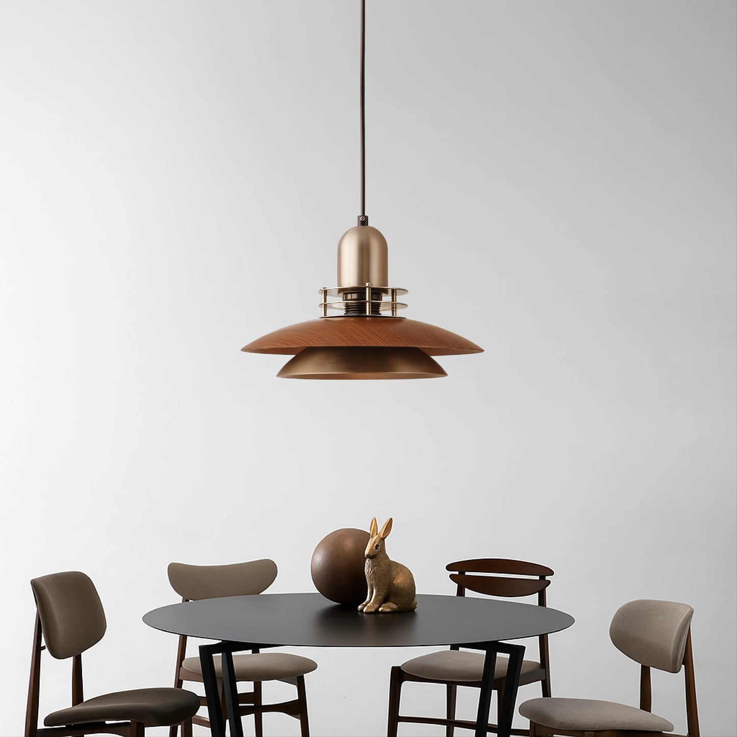 Cilessa Pendant Lamp with Layered Walnut Wood Design