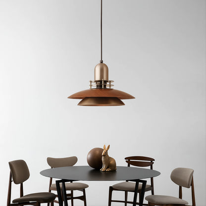 Cilessa Pendant Lamp with Layered Walnut Wood Design