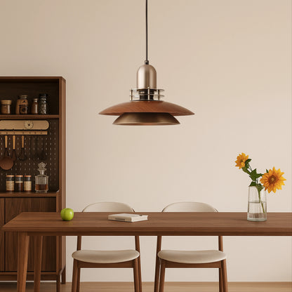 Cilessa Pendant Lamp with Layered Walnut Wood Design