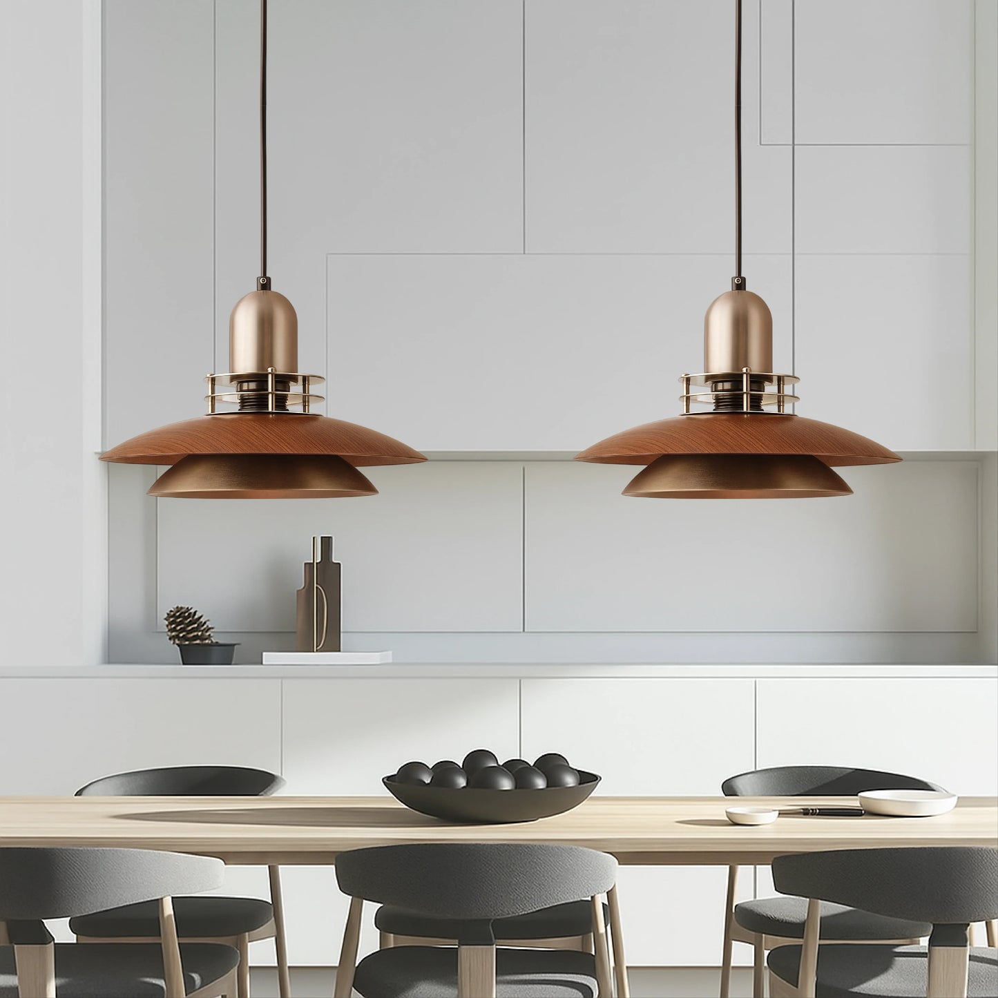 Cilessa Pendant Lamp with Layered Walnut Wood Design